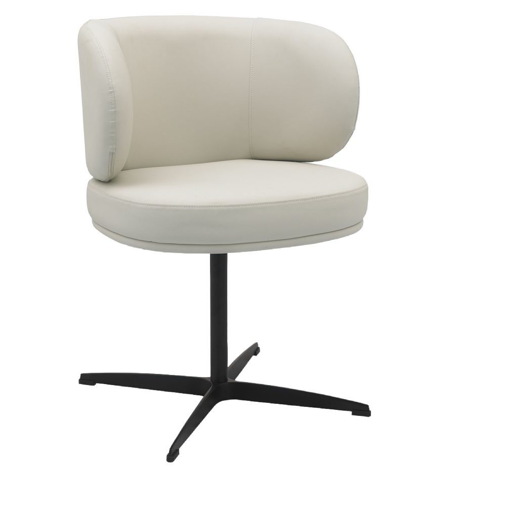 Marcel - 360° Swivel Chair in a Ivory Faux Leather with Black Legs