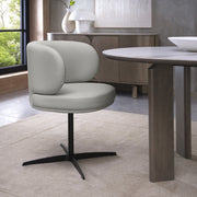 Marcel - 360° Swivel Chair in a Light Grey Faux Leather with Black Leg