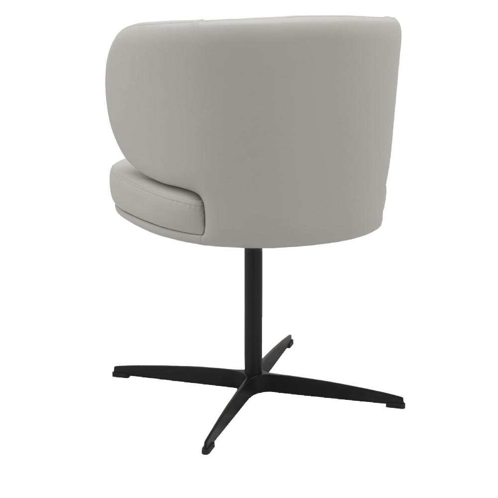 Marcel - 360° Swivel Chair in a Light Grey Faux Leather with Black Leg