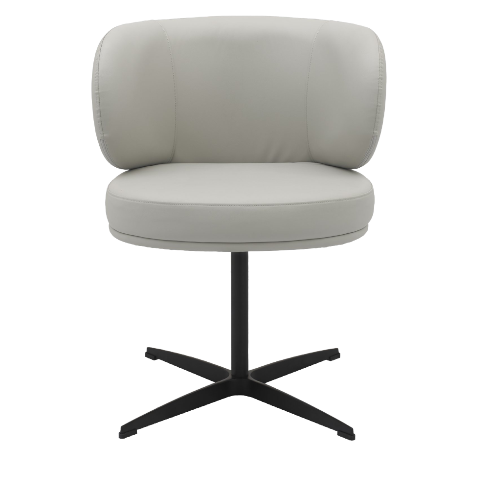 Marcel - 360° Swivel Chair in a Light Grey Faux Leather with Black Leg