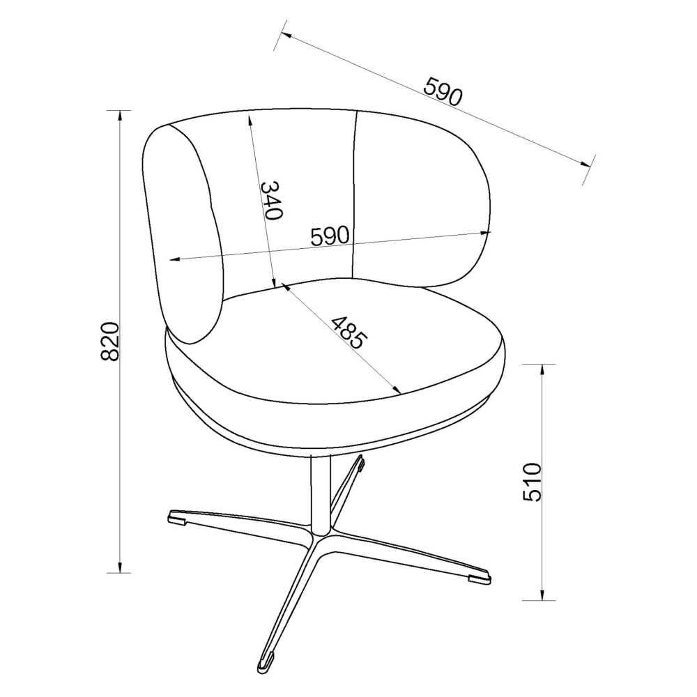 Marcel - 360° Swivel Chair in a Light Grey Faux Leather with Black Leg