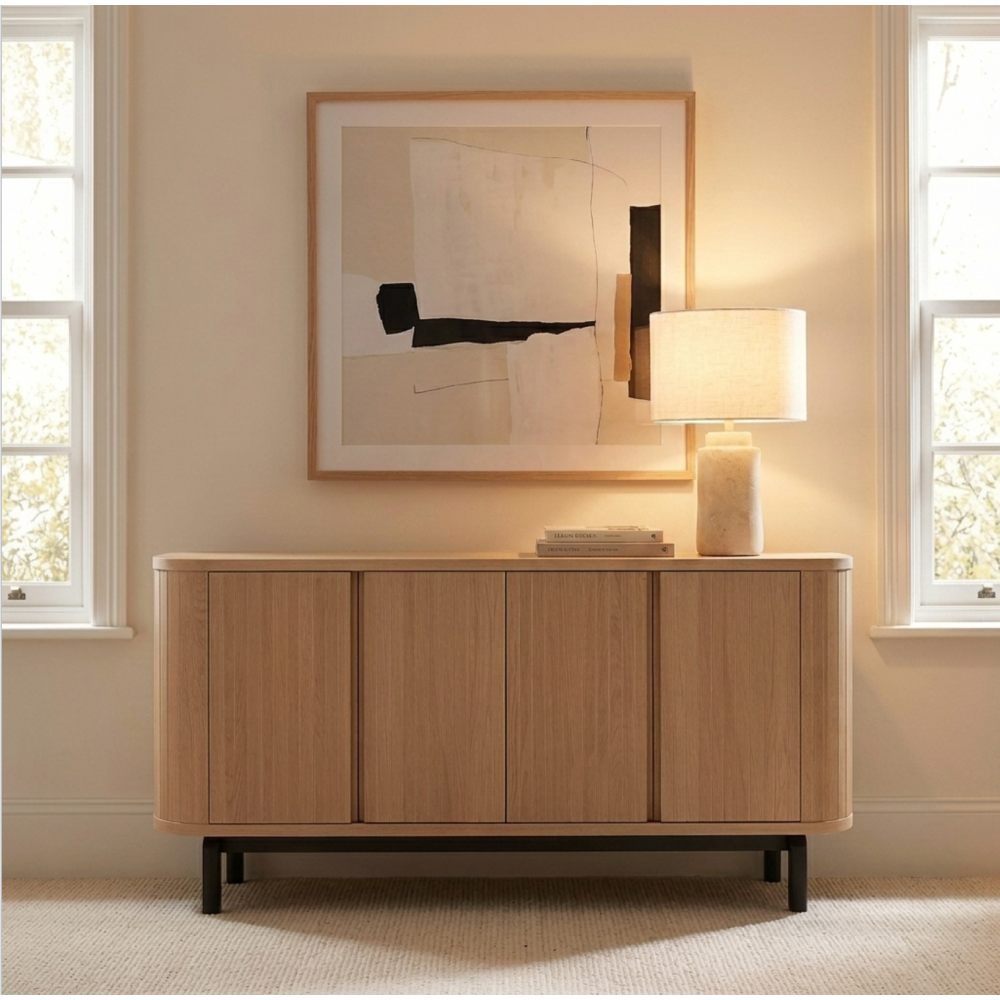 Vega Scandi Oak & Peppercorn Wide Sideboard