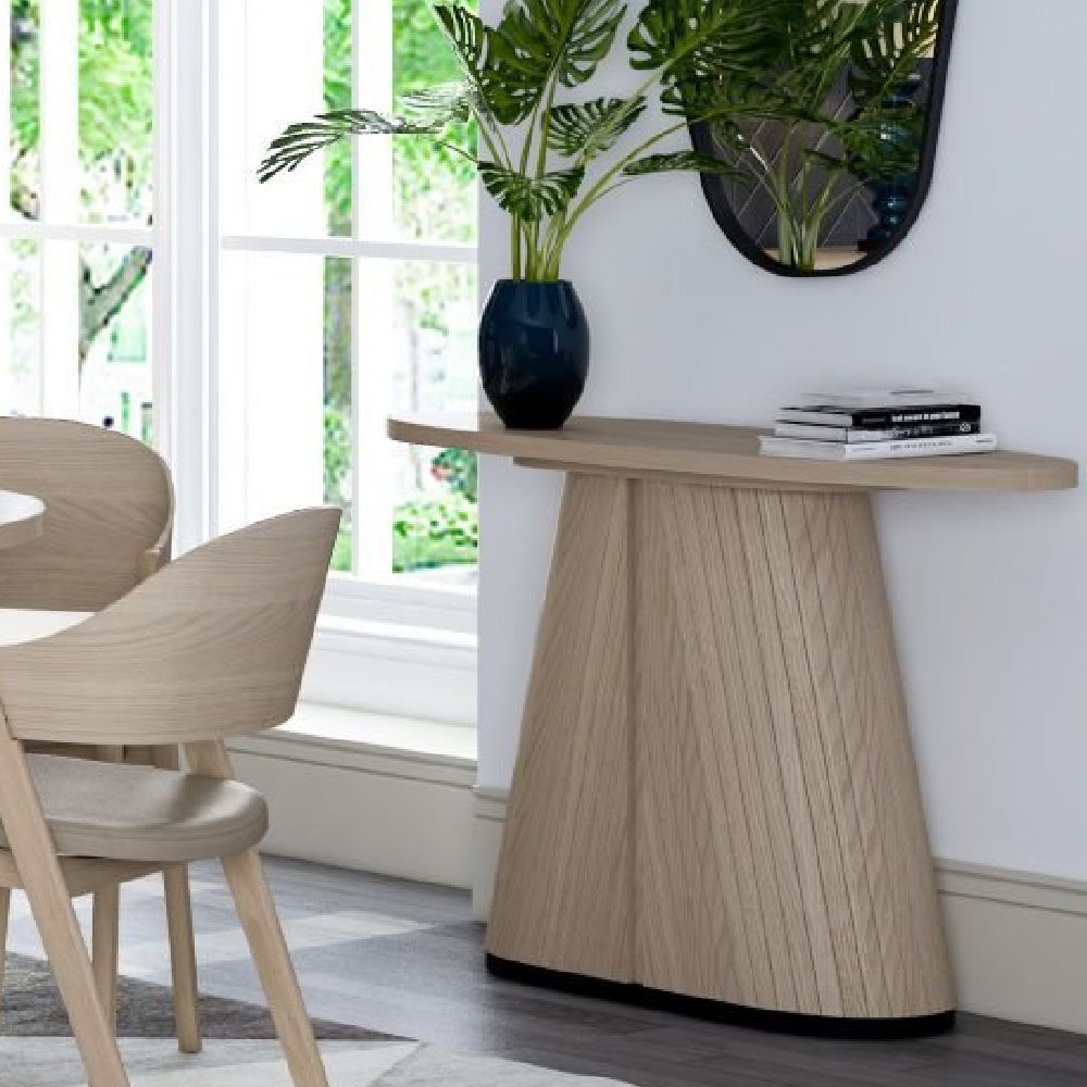 Vega Scandi Oak & Peppercorn Oval Console Table