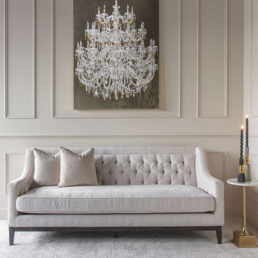 Theodore Buttoned Sofa in Ivory Fabric 200cm – hopofurniture