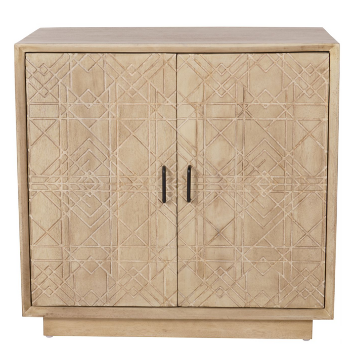 Geometric Carved 2 Door Wooden Cabinet