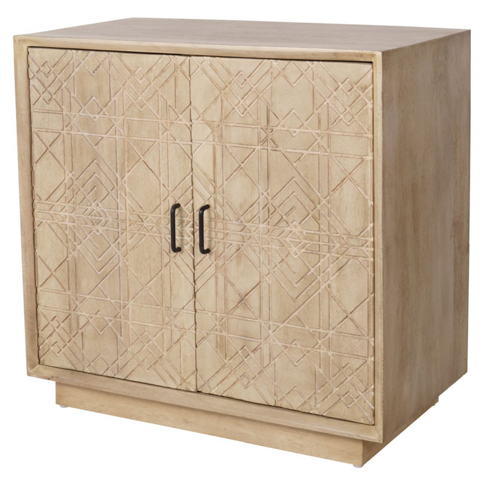 Geometric Carved 2 Door Wooden Cabinet