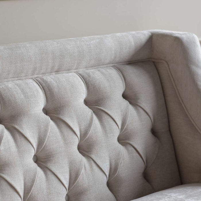 Theodore Buttoned Sofa in Ivory Fabric 200cm