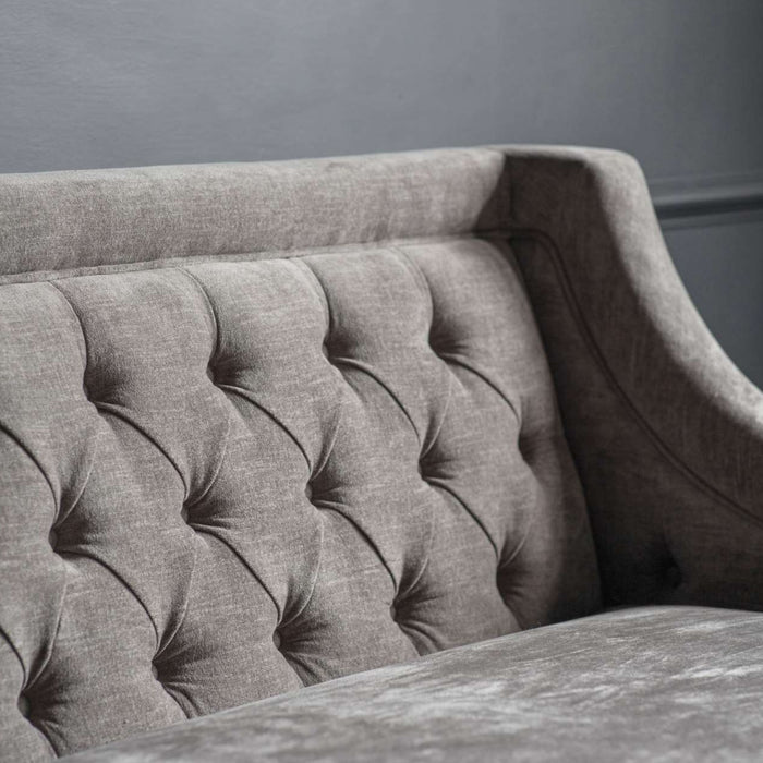 Theodore Buttoned Sofa in Warm Grey Fabric 200cm