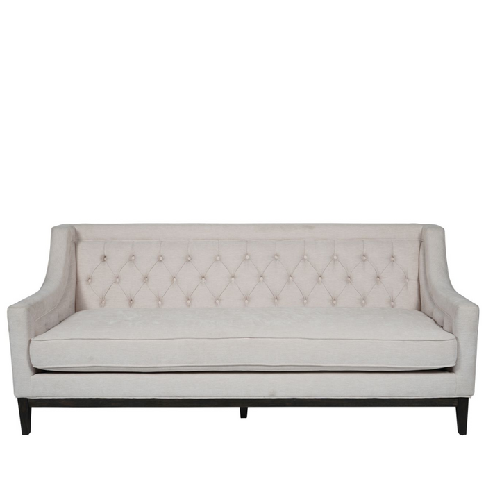 Theodore Buttoned Sofa in Ivory Fabric 200cm