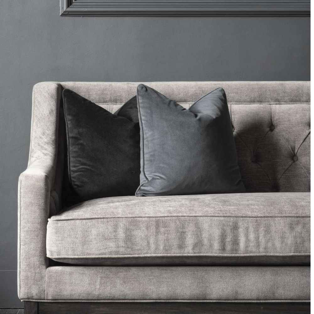 Theodore Buttoned Sofa in Warm Grey Fabric 200cm