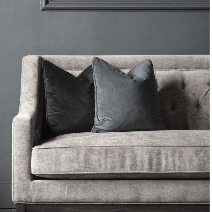 Theodore Buttoned Sofa in Warm Grey Fabric 200cm