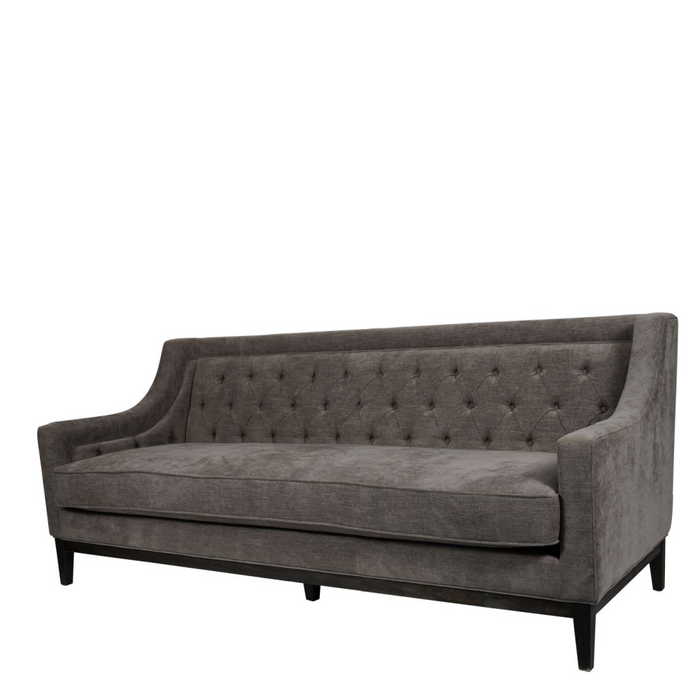 Theodore Buttoned Sofa in Warm Grey Fabric 200cm