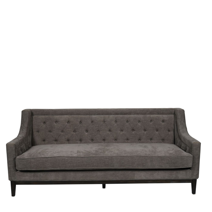 Theodore Buttoned Sofa in Warm Grey Fabric 200cm