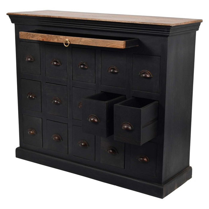 Hoxton Antique Black Mango 15 Drawer Chest