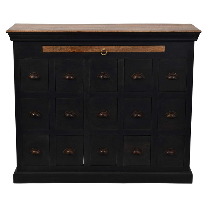 Hoxton Antique Black Mango 15 Drawer Chest