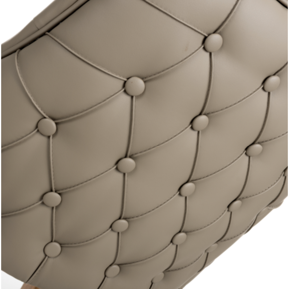 Cole Taupe Leather Effect Buttoned Bar Stool Chair Oak Legs