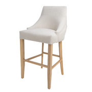 Cole Linen Fabric Buttoned Bar Stool Chair Oak Wood Legs