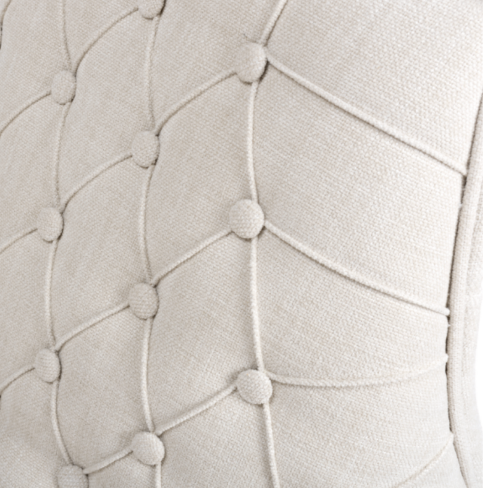 Cole Linen Fabric Buttoned Bar Stool Chair Oak Wood Legs