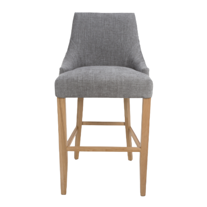 Cole Grey Fabric Buttoned Bar Stool Chair with Oak Legs