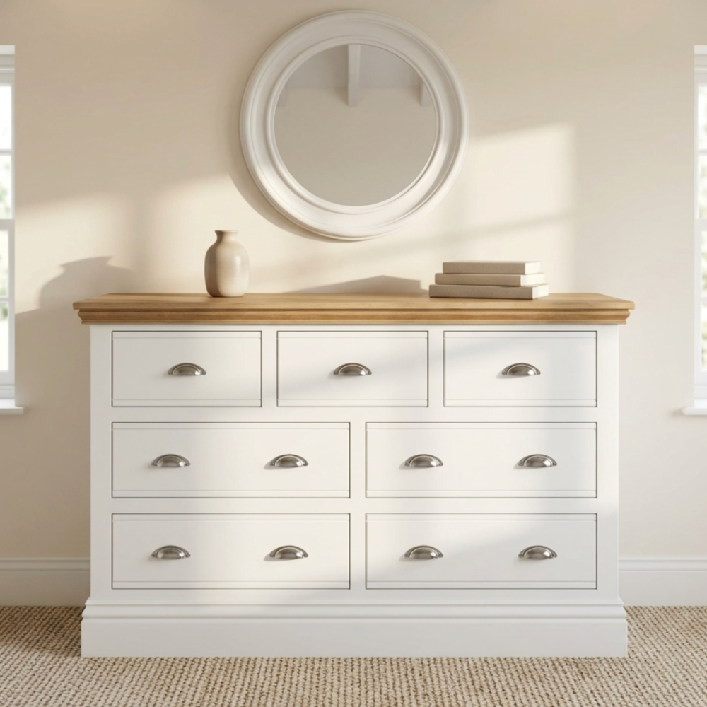 New England Painted 3 over 4 wide chest