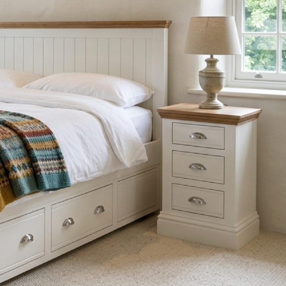 New England Painted 3 drawer bedside