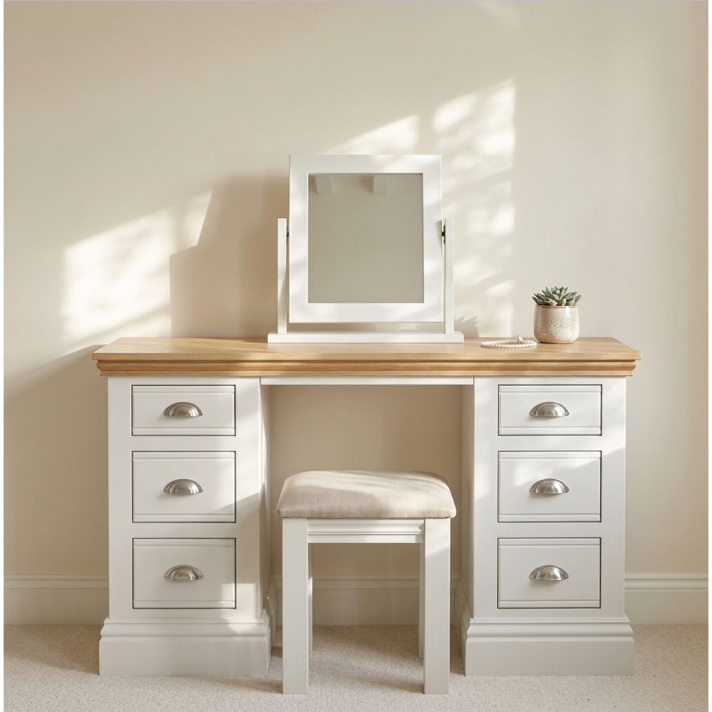 New England Double Pedestal dressing table