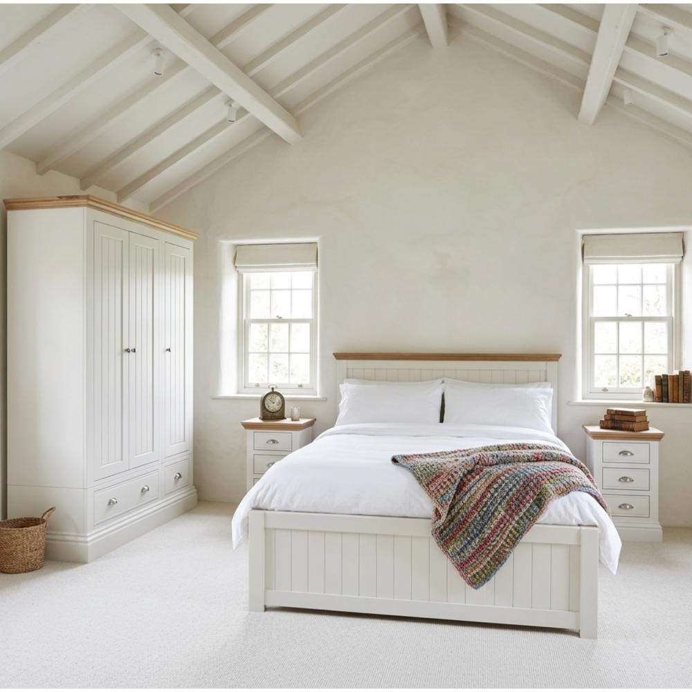 New England Painted triple wardrobe with drawers