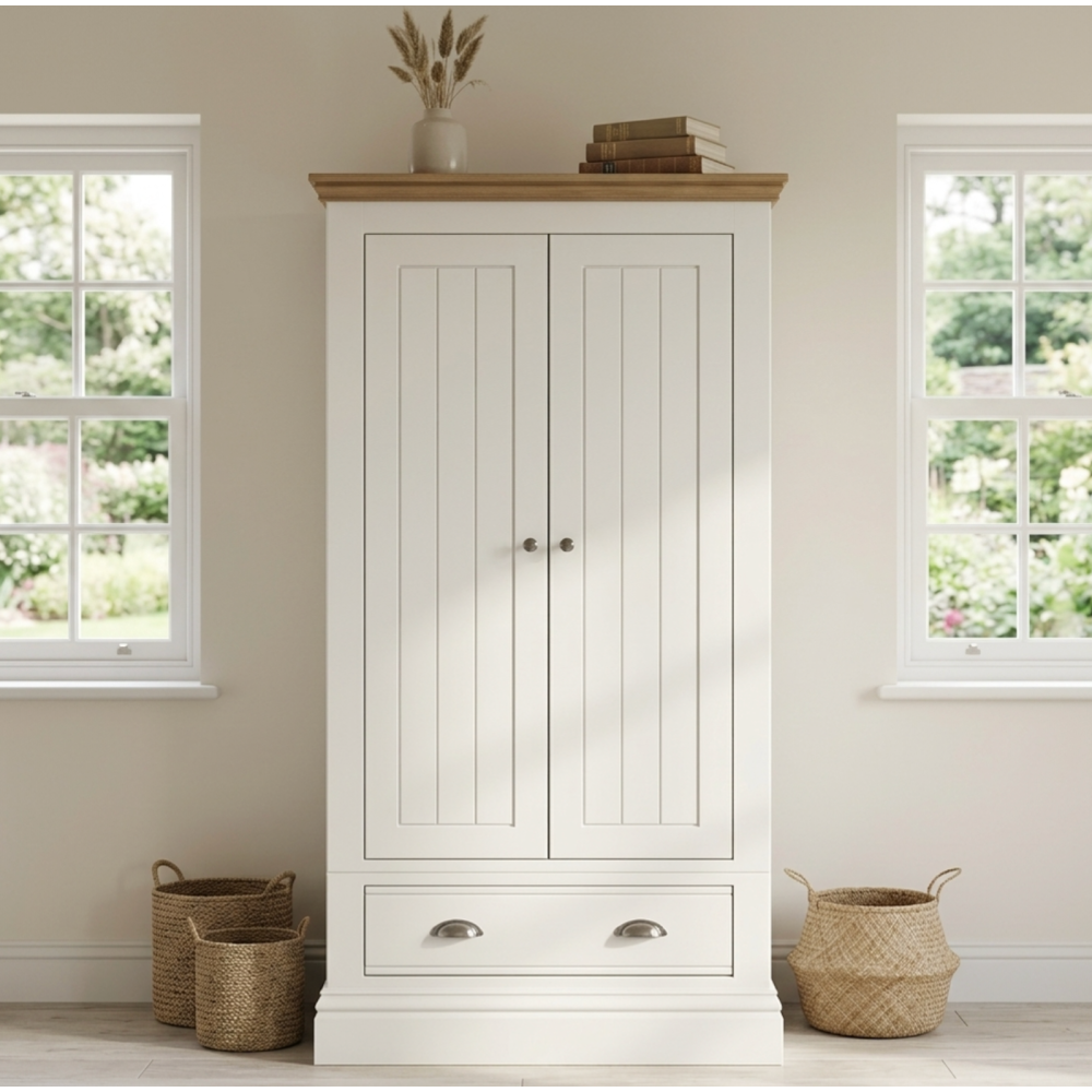 New England Painted 2 Door/2 drawer wardrobe