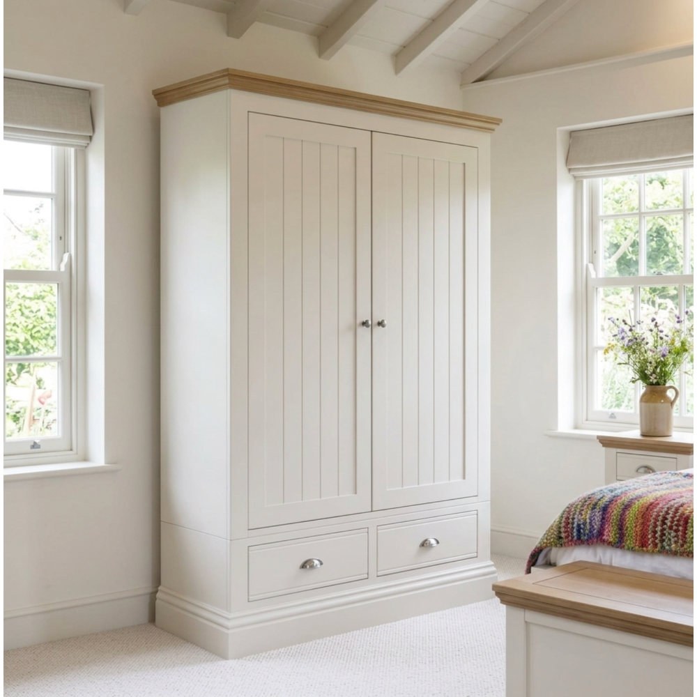 New England Painted 2 Door /2 Drawer Wide Wardrobe