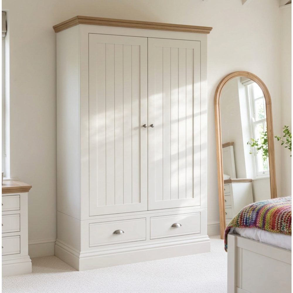 New England Painted 2 Door /2 Drawer Wide Wardrobe