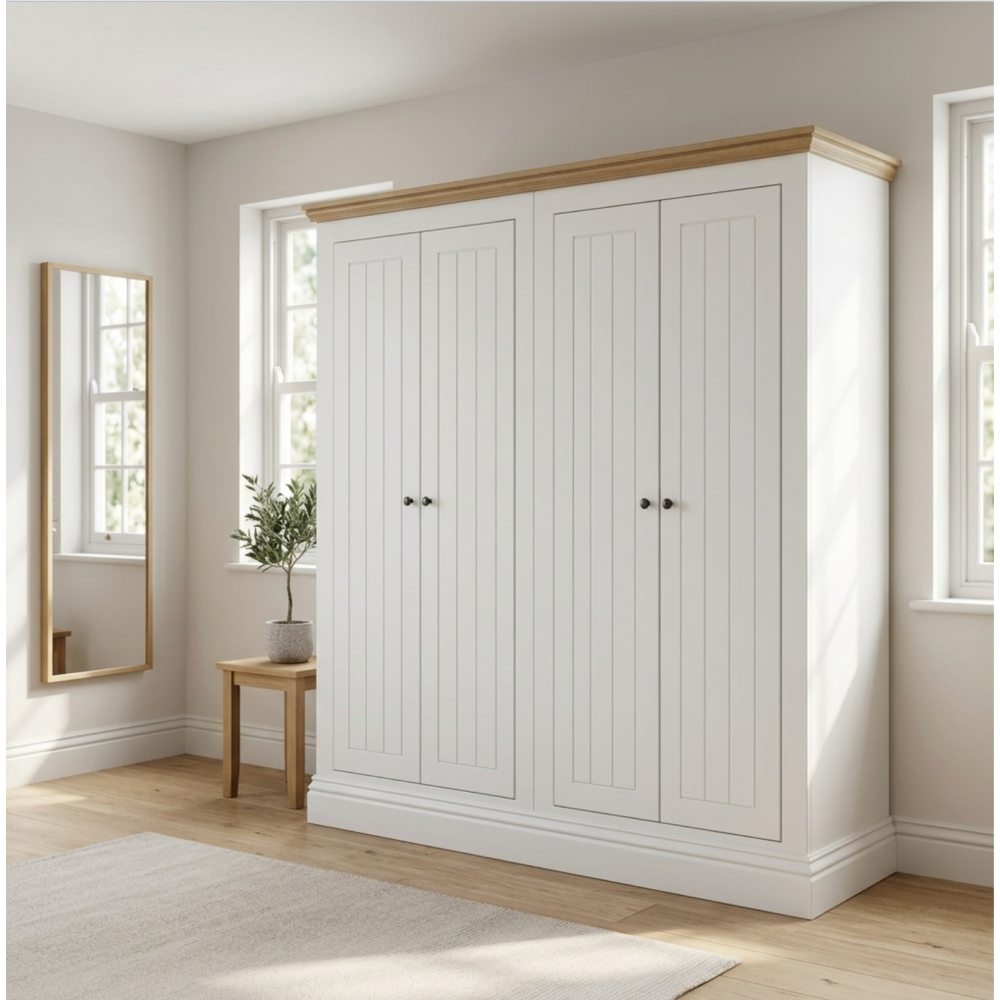 New England Painted 4 door wardrobe