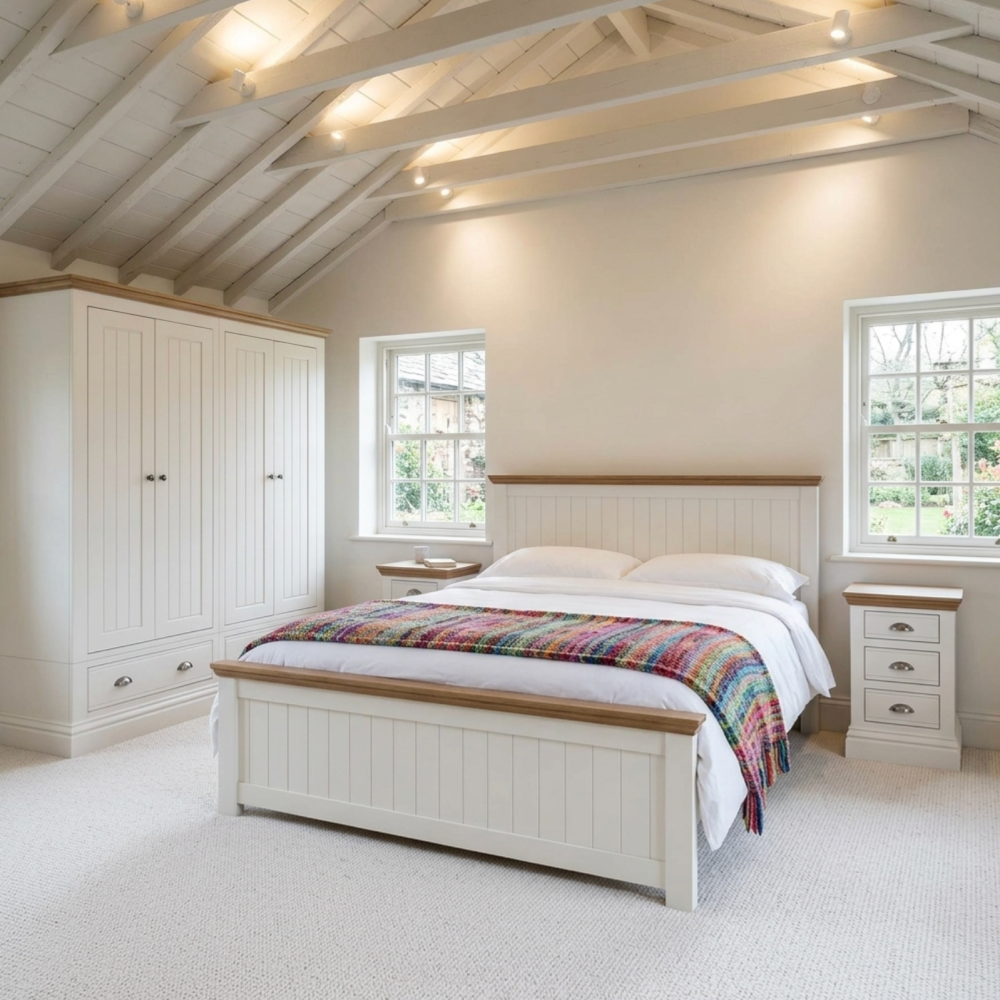 New England Painted 4 door wardrobe with drawers
