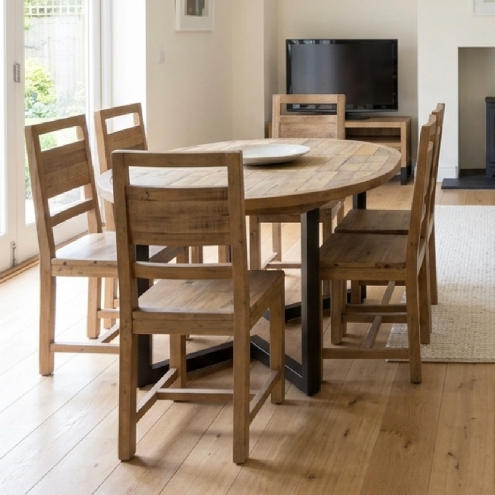 Nixon Reclaimed Rustic 120CM-160CM EXTENDING ROUND DINING TABLE