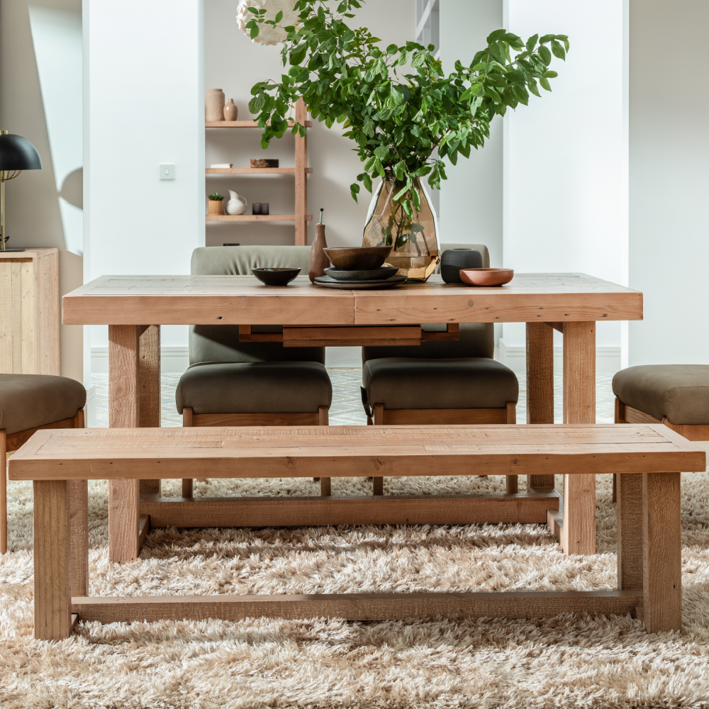 Oakley Reclaimed Wood 160cm Dining Bench in Rustic Buff Finish !New!