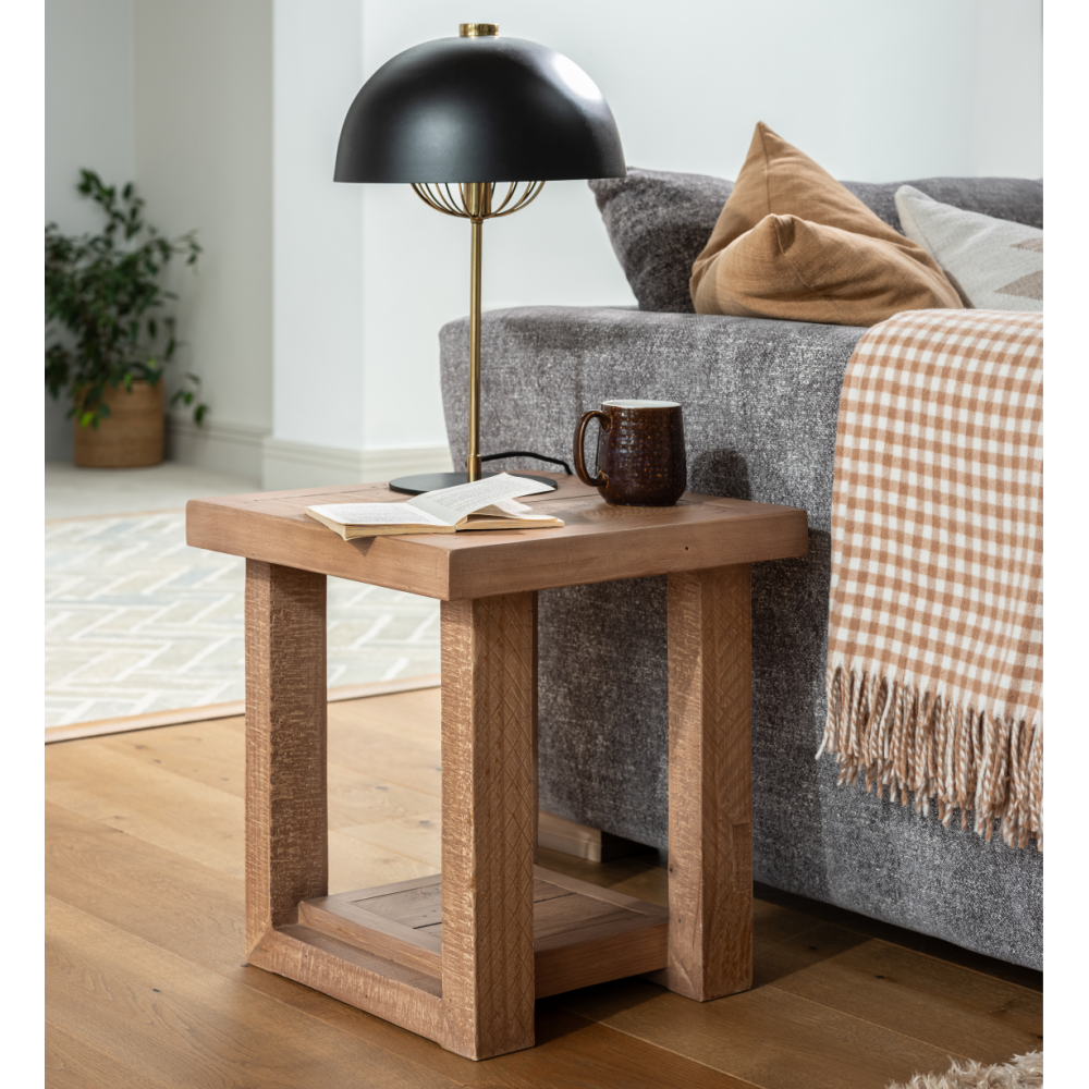 Oakley Reclaimed Wood Lamp Table in Rustic Buff Finish !New!