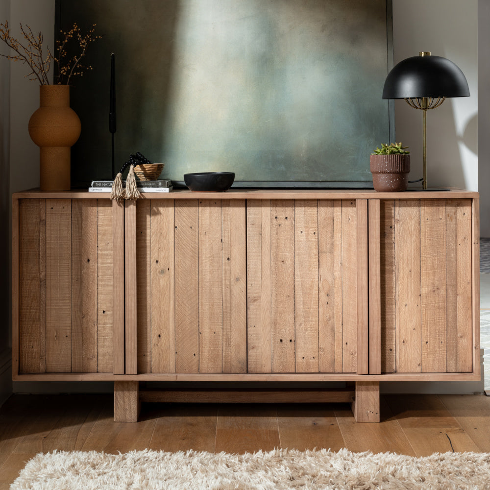Oakley Reclaimed Wood Wide Sideboard in Rustic Buff Finish