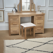 Opus Solid Oak Double Pedestal Dressing Table with stool