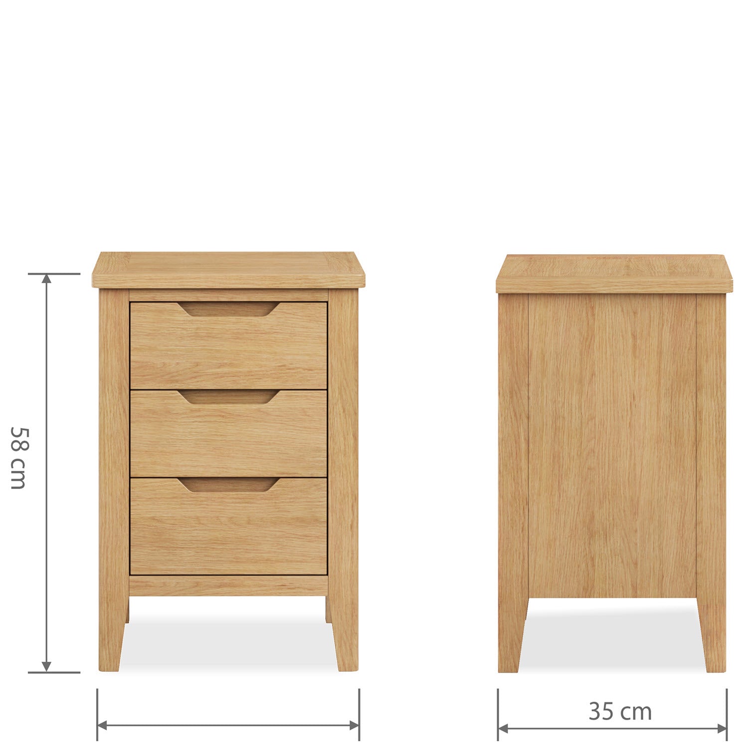 Harkus Oak 3 drawer bedside