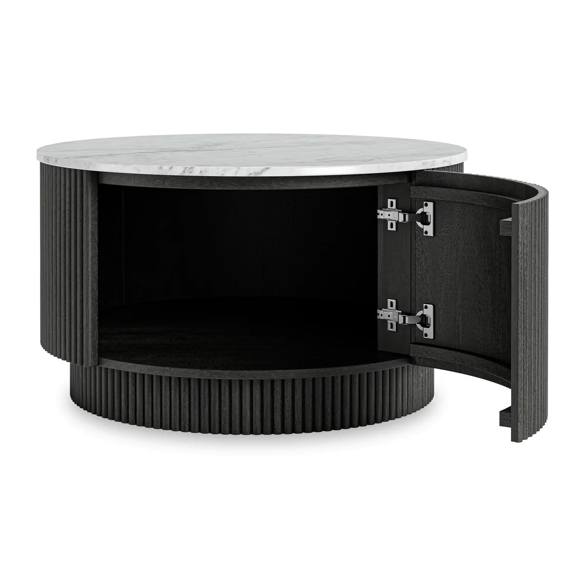 Lucas Mango & Marble Round Fluted Coffee Table