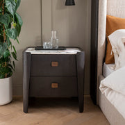 Rhodes 2 Drawer Bedside Table Ebony