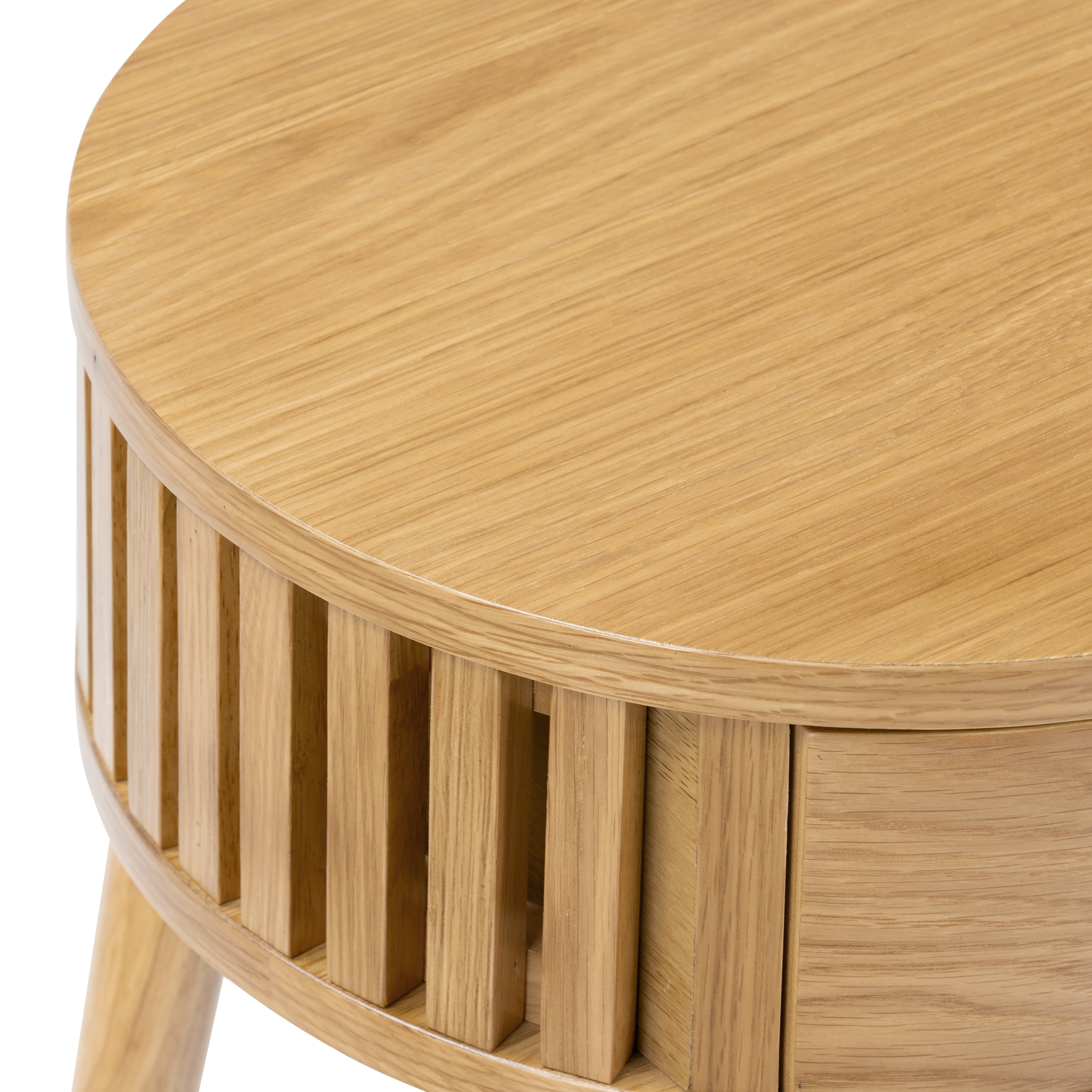 Soho Oak Round Table With Drawer