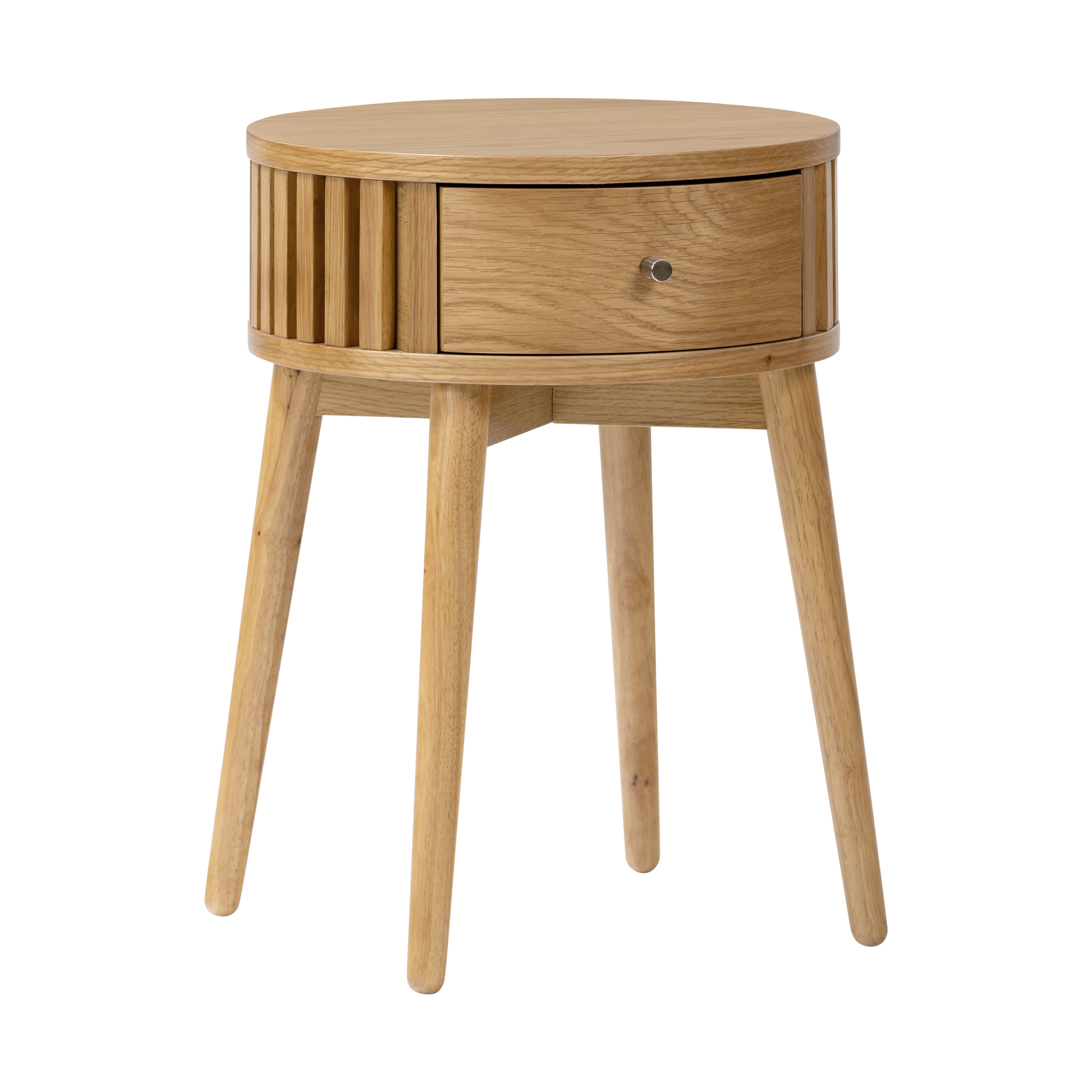 Soho Oak Round Table With Drawer