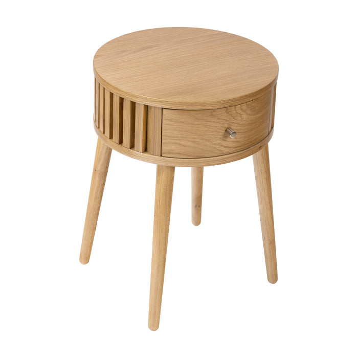 Soho Oak Round Table With Drawer
