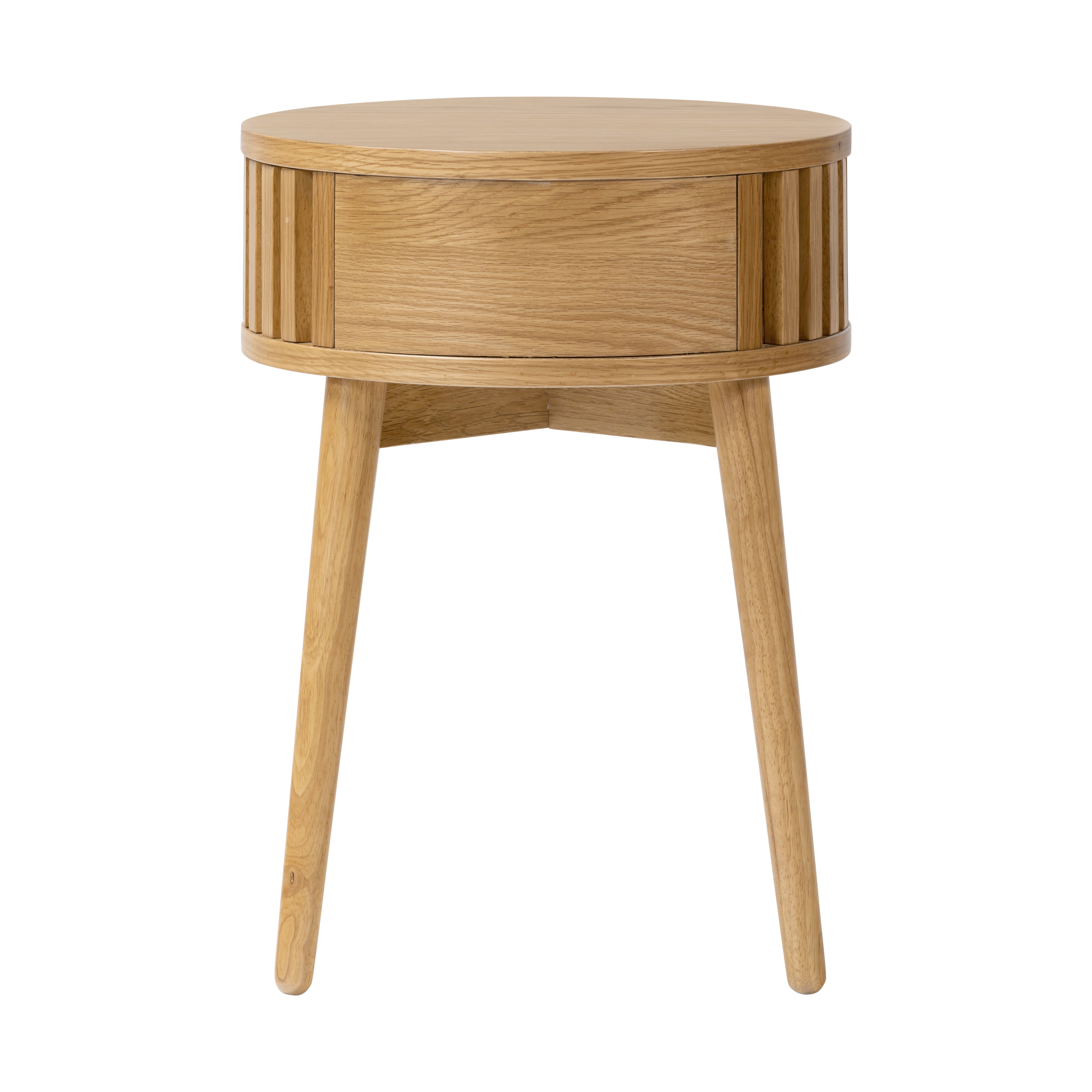 Soho Oak Round Table With Drawer