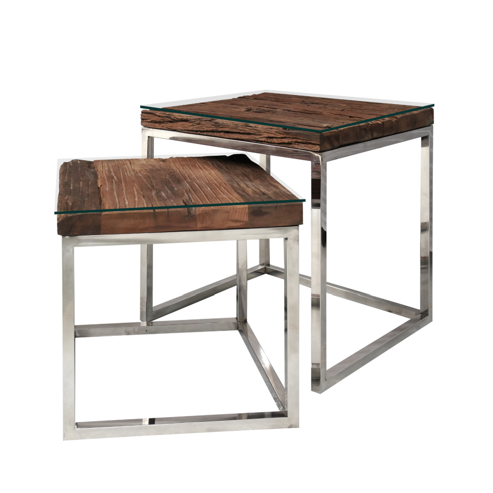 Railway Sleeper Nest Of 2 Tables