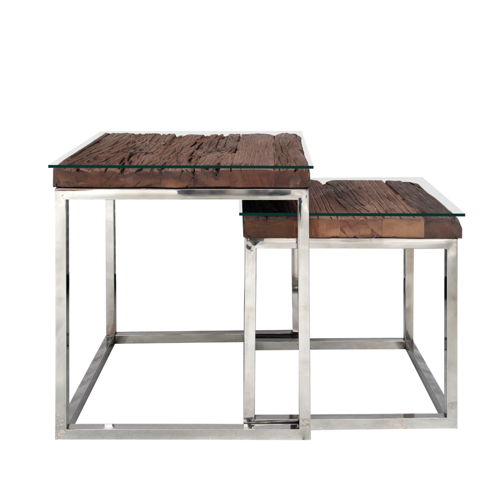 Railway Sleeper Nest Of 2 Tables
