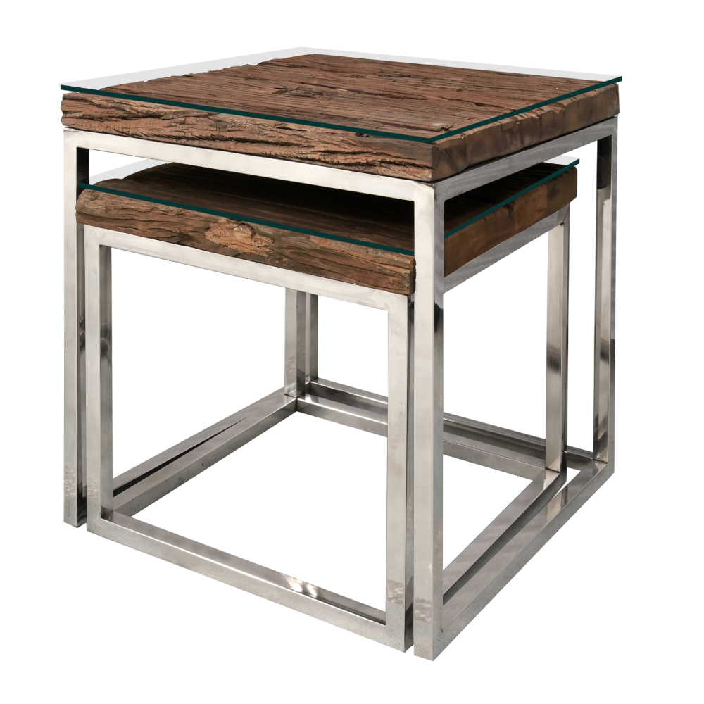 Railway Sleeper Nest Of 2 Tables