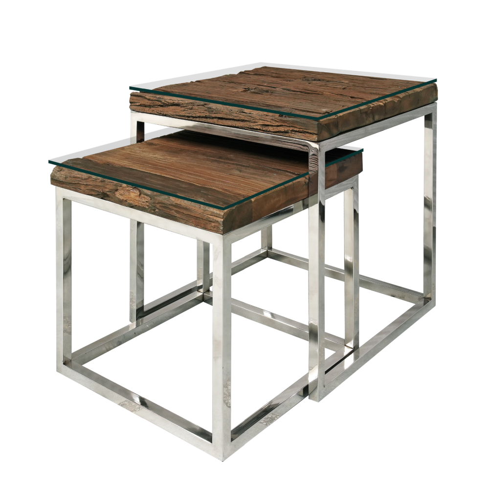 Railway Sleeper Nest Of 2 Tables
