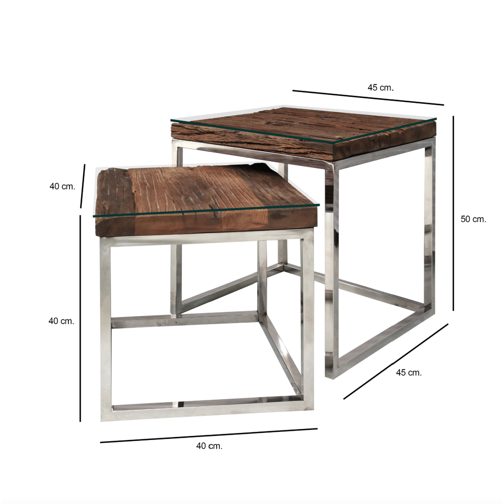 Railway Sleeper Nest Of 2 Tables