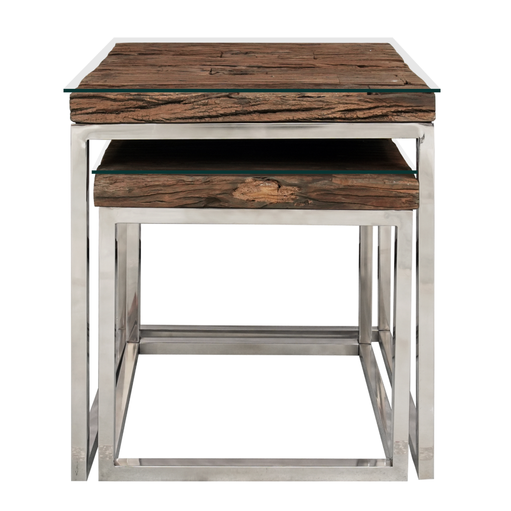Railway Sleeper Nest Of 2 Tables